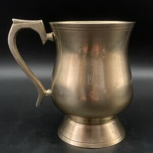 Vintage 1988 Things Remembered Brass Heavy Tankard Footed Mug Cup Engraved